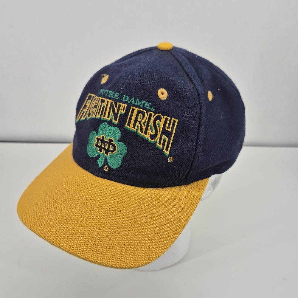 Vtg Notre Dame Fighting Irish Hat Snapback Blue Gold The Game Embroidered